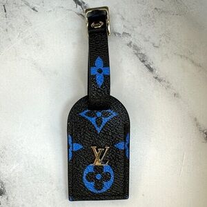 Louis Vuitton Luggage Tag black/blue Monogram Small GHW LV